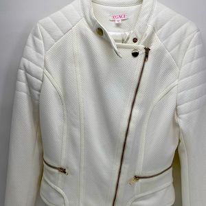 White moto jacket with zippers